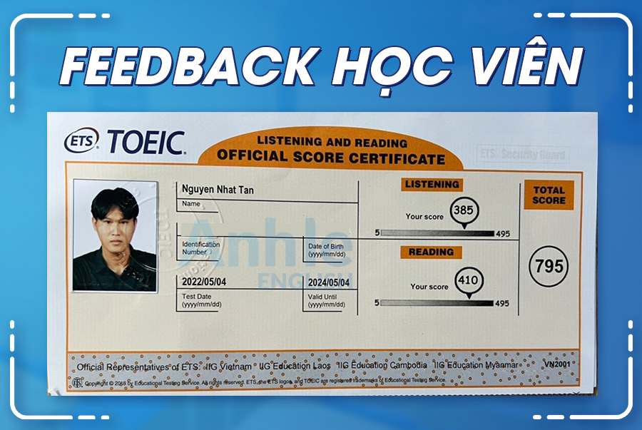 Bạn Nguyễn Nhật Tân | 795 TOEIC