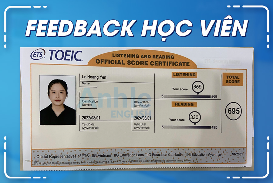 Bạn Lê Hoàng Yến | 695 TOEIC