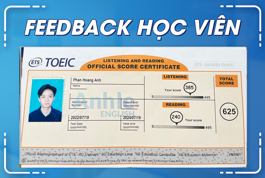 Bạn Phan Hoàng Anh | 625 TOEIC