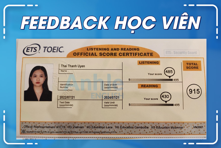 Bạn Thái Thanh Uyên | 915 TOEIC