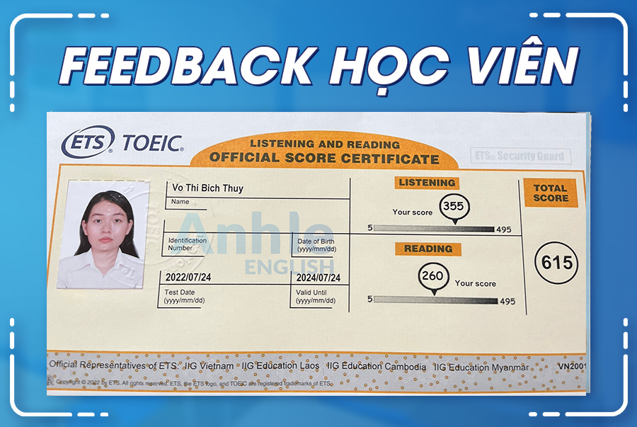 Bạn Võ Thị Bích Thuỷ |615 TOEIC