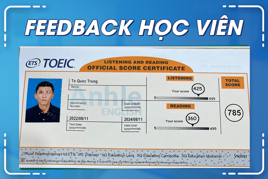 Bạn Tô Quốc Trung | 785 TOEIC