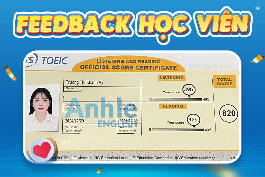 Bạn Khánh Vy| 820 Toeic