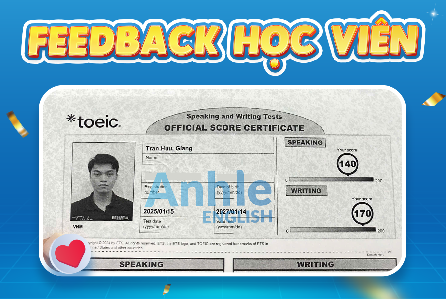 Bạn Hữu Giang| 310/400 Toeic