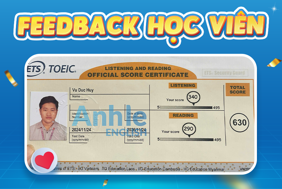 Bạn Đức Huy | 630 Toeic