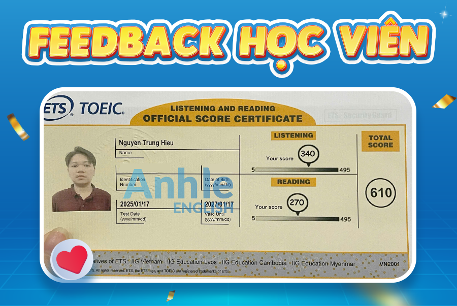 Bạn Trung Hiếu | 610 Toeic