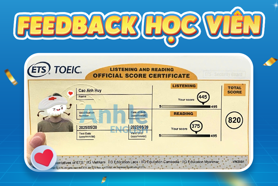 Bạn Anh Huy | 820 Toeic