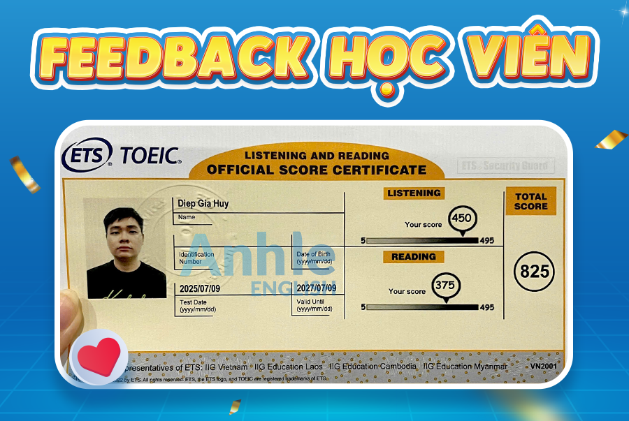 Bạn Gia Huy | 825 Toeic