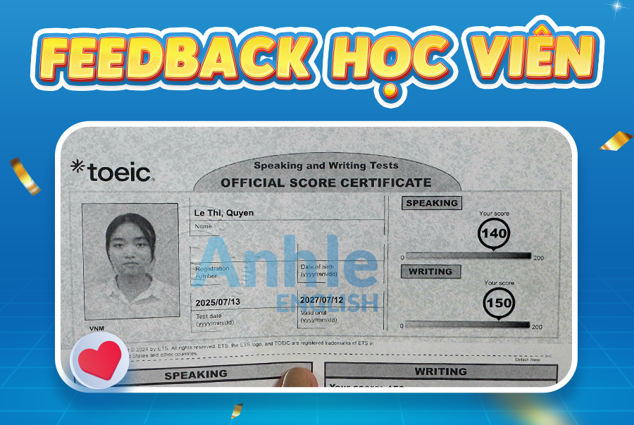 Bạn Lê Quyên | 290/400 Toeic