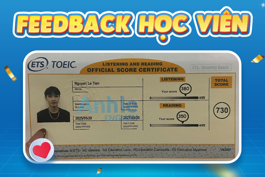 Bạn Lê Tiến | 730 Toeic