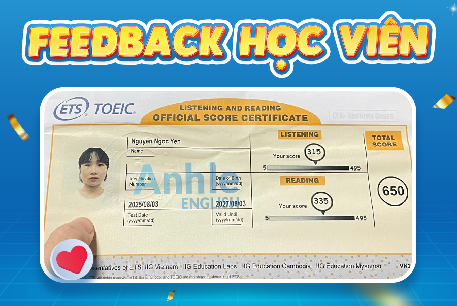 Bạn Ngọc Yến | 650 Toeic