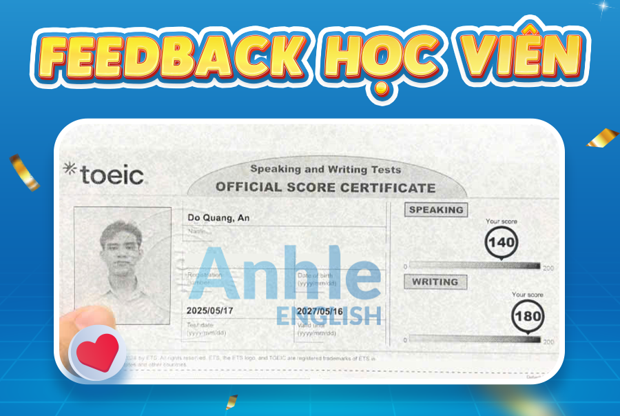 Bạn Quang An| 280/400 Toeic