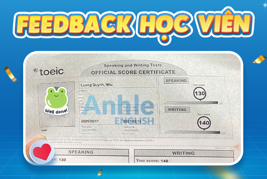 Bạn Quỳnh Như| 270/400 Toeic