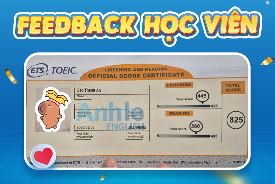 Bạn Thanh An | 825 Toeic
