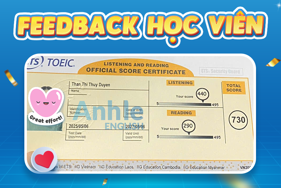 Bạn Thuỳ Duyên| 730 Toeic