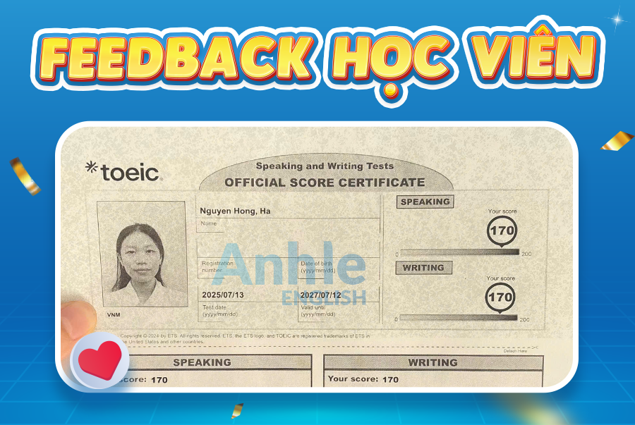 Bạn Hồng Hà | 340/400 Toeic