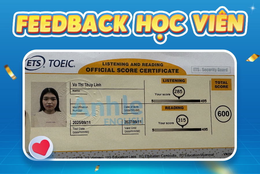Bạn Thuỳ Linh | 830 Toeic
