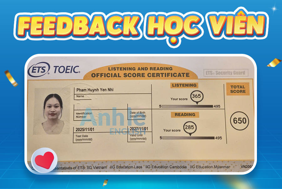 Bạn Yến Nhi | 650 Toeic