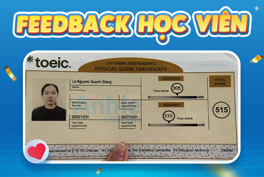 Bạn Quỳnh Giang | 515 Toeic