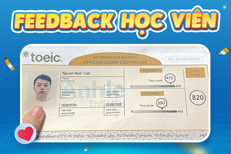Bạn Mạnh Tuấn | 820 Toeic